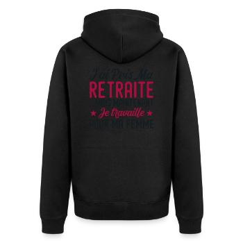 I retired, I work for my wife - Unisex Premium Organic Zip Hoodie - black - Back - Nico (187cm)