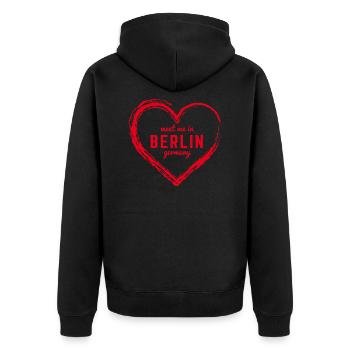 Berlin Deutschland Fan Flagge Design T Shirt - Unisex Premium Bio Zip Hoodie - Schwarz - Hinten - Nico (187cm)