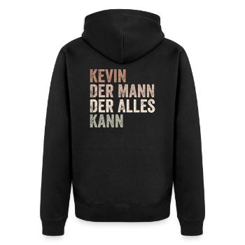 Kevin Der Mann Der Alles Kann Vorname Kevin - Unisex Premium Bio Zip Hoodie - Schwarz - Hinten - Nico (187cm)