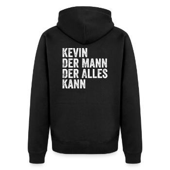 Kevin Der Mann Der Alles Kann Vorname Kevin - Unisex Premium Bio Zip Hoodie - Schwarz - Hinten - Nico (187cm)