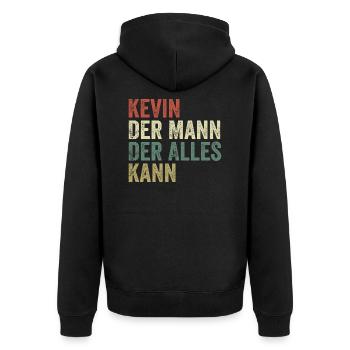 Kevin Der Mann Der Alles Kann Vorname Kevin - Unisex Premium Bio Zip Hoodie - Schwarz - Hinten - Nico (187cm)