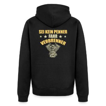 Combustion Engine Car Saying - Unisex Premium Organic Zip Hoodie - black - Back - Nico (187cm)