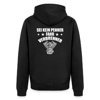 Combustion Engine Car Saying - Unisex Premium Organic Zip Hoodie - black - Back - Nico (187cm)