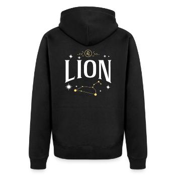Signe astro lion - Veste à capuche bio Premium Unisexe - noir - Dos - Nico (187cm)