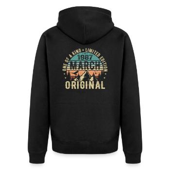 Legendary since March 1987 - birthday March 1987 - Unisex Premium Organic Zip Hoodie - black - Back - Nico (187cm)