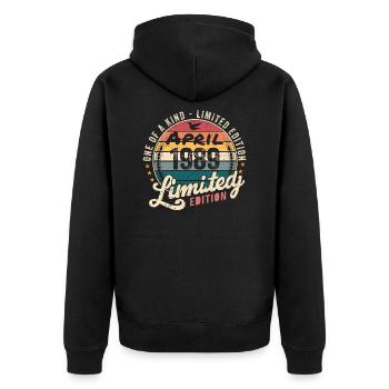 April 1989 Vintage Birthday April 1989 - Unisex Premium Organic Zip Hoodie - black - Back - Nico (187cm)