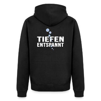 Taucher tauchen tiefenentspannt apnoe Tauchschule - Unisex Premium Bio Zip Hoodie - Schwarz - Hinten - Nico (187cm)