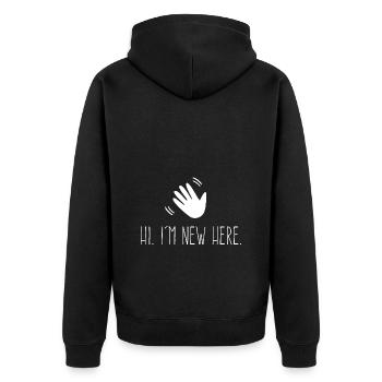 I’m New Here - Je suis Nouveau Ici - Naissance Sort - Veste à capuche bio Premium Unisexe - noir - Dos - Nico (187cm)