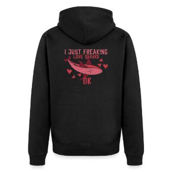 Je viens de paniquer amour requins ok cadeau - Veste à capuche bio Premium Unisexe - noir - Dos - Nico (187cm)