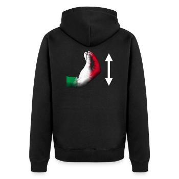Anleitung Italienisch Hand - Unisex Premium Bio Zip Hoodie - Schwarz - Hinten - Nico (187cm)