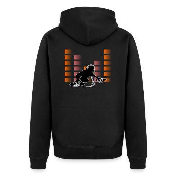 DJ - Unisex Premium Bio Zip Hoodie - Schwarz - Hinten - Nico (187cm)
