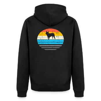 French Bulldog Retro Gift - Unisex Premium Organic Zip Hoodie - black - Back - Nico (187cm)