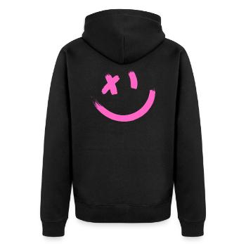 LÄCHELN SMILE UND ZWINKERN Geschenk-Idee Humor - Unisex Premium Bio Zip Hoodie - Schwarz - Hinten - Nico (187cm)