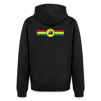 Flagge Rasta Reggae Reggaeton Löwe - Unisex Premium Bio Zip Hoodie - Schwarz - Hinten - Nico (187cm)