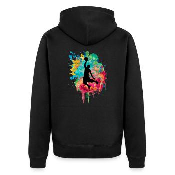 Basketball Spieler - Unisex Premium Bio Zip Hoodie - Schwarz - Hinten - Nico (187cm)