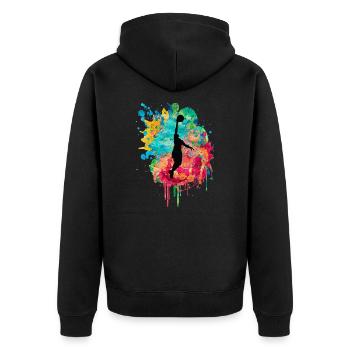 Basketball Spieler - Unisex Premium Bio Zip Hoodie - Schwarz - Hinten - Nico (187cm)