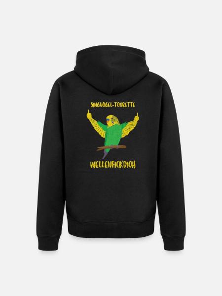 Canary Budgerigar Wave Tick - Unisex Premium Organic Zip Hoodie - black