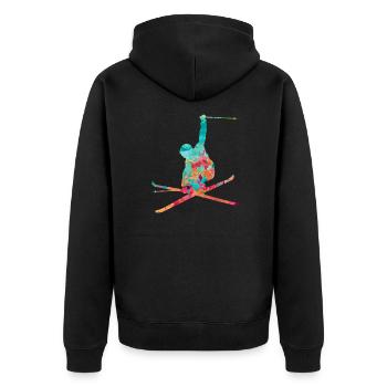 Skier Winter Sports - PopArt Style - Unisex Premium Organic Zip Hoodie - black - Back - Nico (187cm)