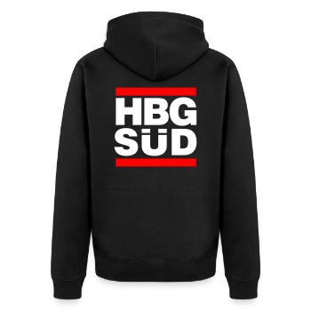 Hamburg Süd (HBG Süd) - Unisex Premium Bio Zip Hoodie - Schwarz - Hinten - Nico (187cm)