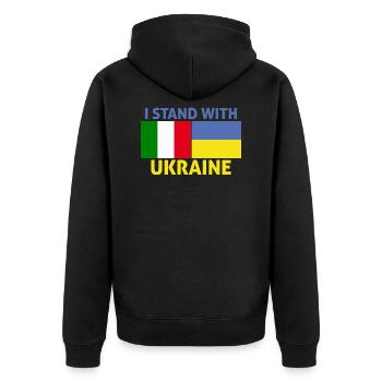 sont à côté du drapeau ukrainien de l’Italie - Veste à capuche bio Premium Unisexe - noir - Dos - Nico (187cm)