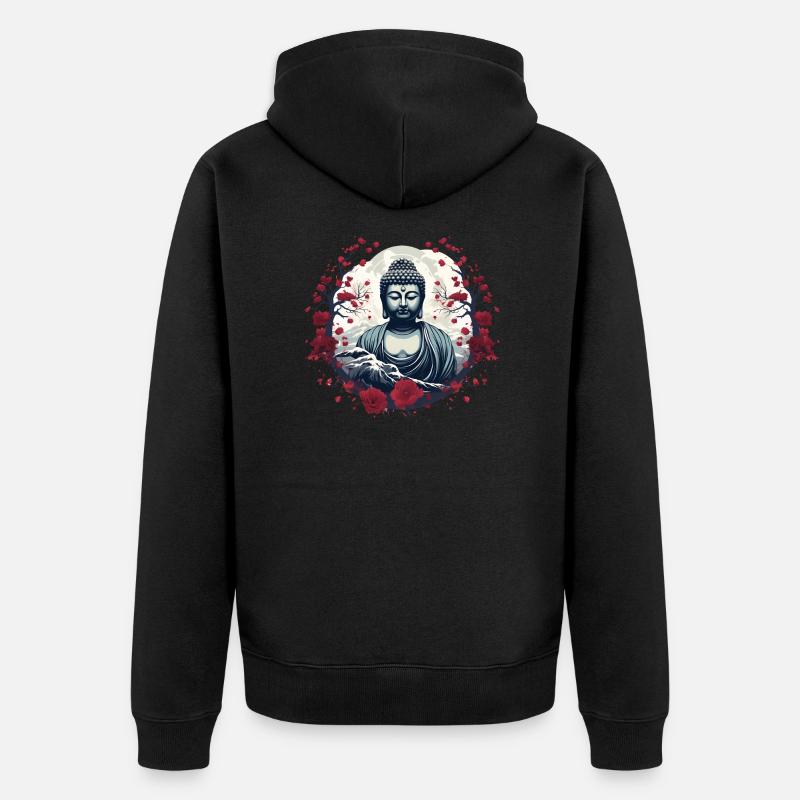 Statue de Bouddha - Veste à capuche bio Premium Unisexe - noir