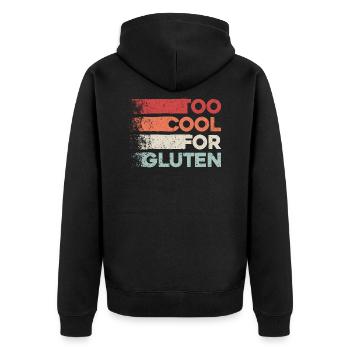 Too Cool For Gluten - Funny Celiac Design - Unisex Premium Organic Zip Hoodie - black - Back - Nico (187cm)