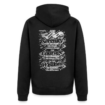 The Serenity Prayer - Unisex Premium Organic Zip Hoodie - black - Back - Nico (187cm)