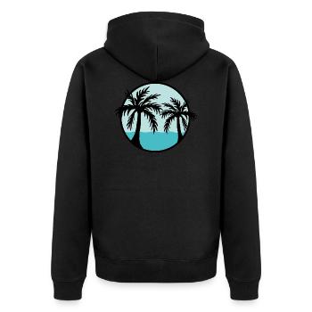 Palm trees in front of the ocean - Unisex Premium Organic Zip Hoodie - black - Back - Nico (187cm)