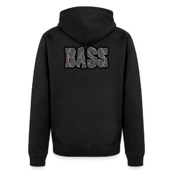 Bass Text 3D - Unisex Premium Organic Zip Hoodie - black - Back - Nico (187cm)