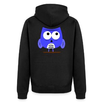 Coole Eule - Süße Grumpy Owl - Blau - Unisex Premium Bio Zip Hoodie - Schwarz - Hinten - Nico (187cm)