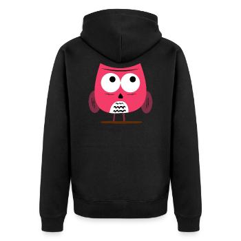 Süße Eule - Eulen Cute Owl - Pink/Lila - Unisex Premium Bio Zip Hoodie - Schwarz - Hinten - Nico (187cm)