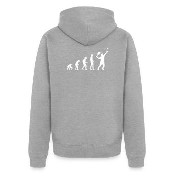Tennis Evolution - Unisex Premium Bio Zip Hoodie - Grau meliert - Hinten - Nico (187cm)