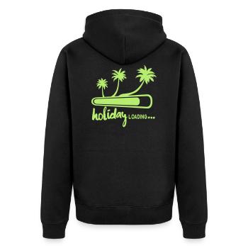 holiday loading quote palm tree vacation 5 - Unisex Premium Organic Zip Hoodie - black - Back - Nico (187cm)
