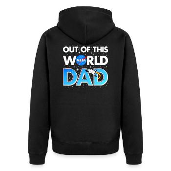 Space Dad Vater Vatertag Spruch - Unisex Premium Bio Zip Hoodie - Schwarz - Hinten - Nico (187cm)