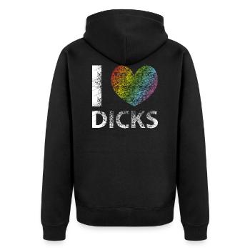 I LOVE DICKS gay lgbt vintage - Veste à capuche bio Premium Unisexe - noir - Dos - Nico (187cm)