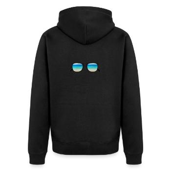Glasses with sea view design - Unisex Premium Organic Zip Hoodie - black - Back - Nico (187cm)