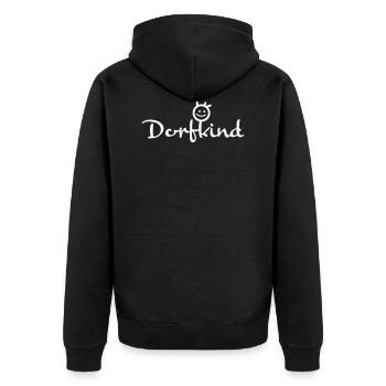 Lustiges Dorfkind - Unisex Premium Bio Zip Hoodie - Schwarz - Hinten - Nico (187cm)