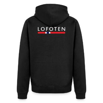 Lofoten Norden Geschenk Skandinavische Länder - Unisex Premium Bio Zip Hoodie - Schwarz - Hinten - Nico (187cm)