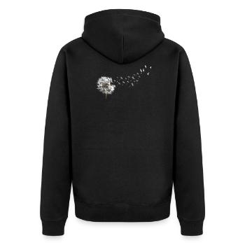 Pusteblume Vögel Blume - Unisex Premium Bio Zip Hoodie - Schwarz - Hinten - Nico (187cm)