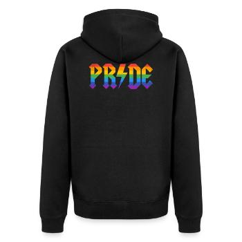PRIDE Flag Rock - Unisex Premium Bio Zip Hoodie - Schwarz - Hinten - Nico (187cm)