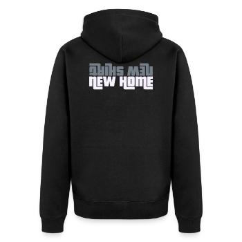 Neues T-shirt, neues Zuhause - Unisex Premium Bio Zip Hoodie - Schwarz - Hinten - Nico (187cm)