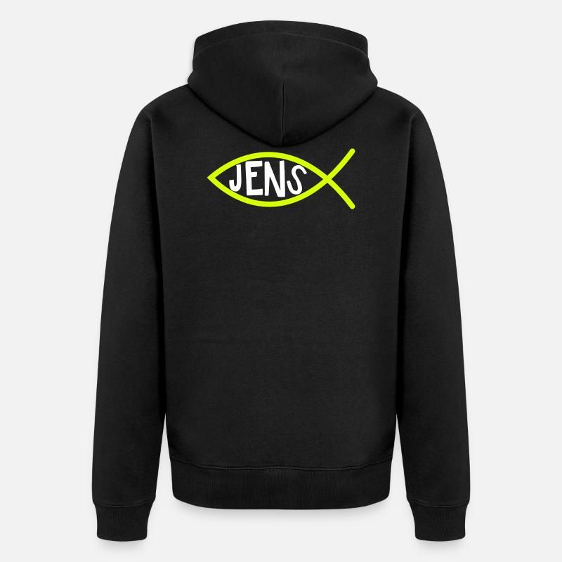 Jens Ichthys4m3 Noms Prénoms Chrétien - Veste à capuche bio Premium Unisexe - noir