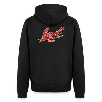 bad ass boy asshole bandit ganowe dieb mugger cap - Unisex Premium Bio Zip Hoodie - Schwarz - Hinten - Nico (187cm)