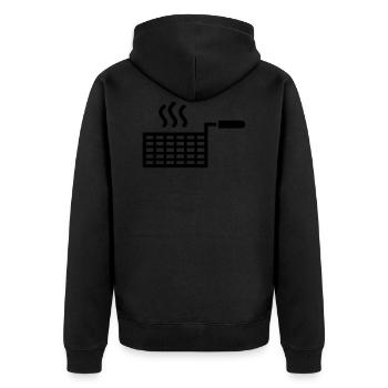 Fritteusenkorb - Unisex Premium Bio Zip Hoodie - Schwarz - Hinten - Nico (187cm)