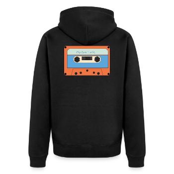 Musikkassette - Unisex Premium Bio Zip Hoodie - Schwarz - Hinten - Nico (187cm)