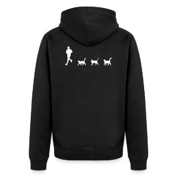 Man with cats followers funny cat saying - Unisex Premium Organic Zip Hoodie - black - Back - Nico (187cm)