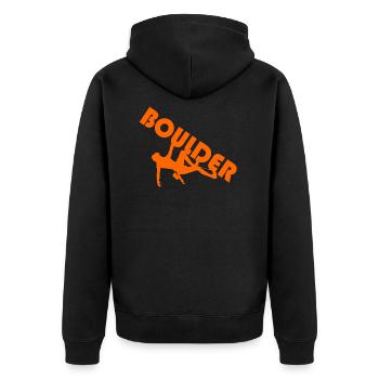 bouldern - Unisex Premium Bio Zip Hoodie - Schwarz - Hinten - Nico (187cm)