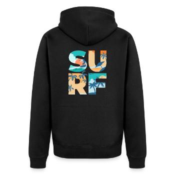 SURF Dété Plage Vagues Surf - Idée cadeau - Veste à capuche bio Premium Unisexe - noir - Dos - Nico (187cm)