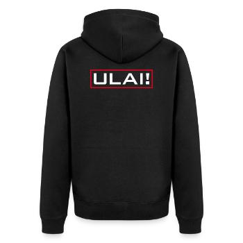 Ulai. Oh Mann. Herrjeh! - Unisex Premium Bio Zip Hoodie - Schwarz - Hinten - Nico (187cm)
