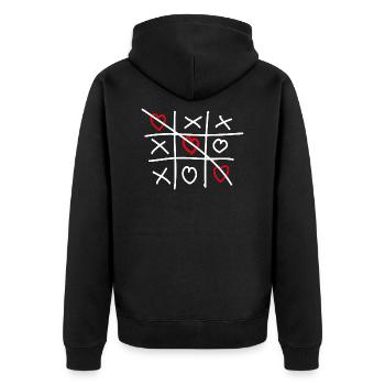 Tic Tac Toe Herzen - Unisex Premium Bio Zip Hoodie - Schwarz - Hinten - Nico (187cm)